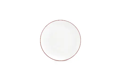[750941] Basic White Plat bord 20,5cm coupe - burgundy rim 