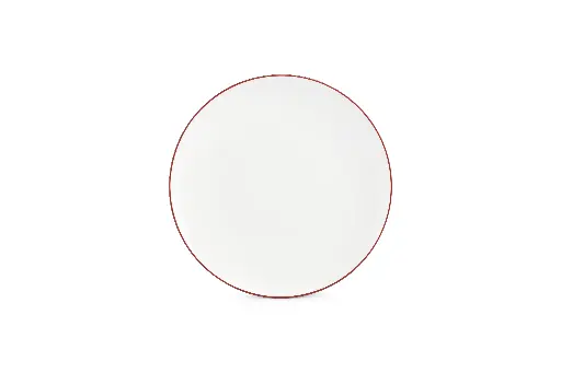 [750942] Basic White Plat bord 24cm coupe - burgundy rim 