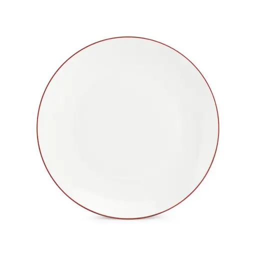 [750943] Basic White Plat bord 26,5cm coupe - burgundy rim 