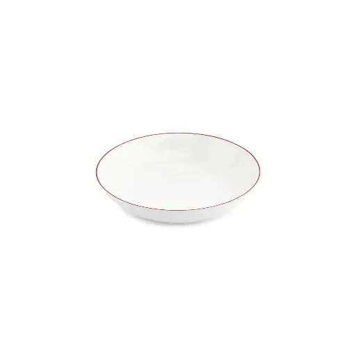 [750944] Basic White diep bord/pastabord D21xH4cm coupe - burgundy rim 