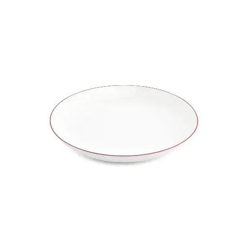 [750945] Basic White diep bord/Pastabord D27xH4cm coupe - burgundy rim 