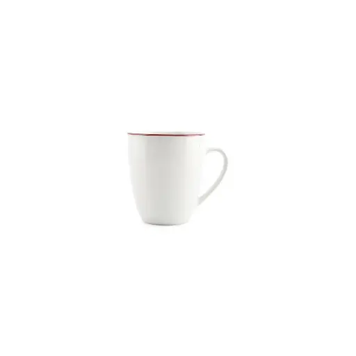 [750954] Basic White Beker 38cl - burgundy rim 