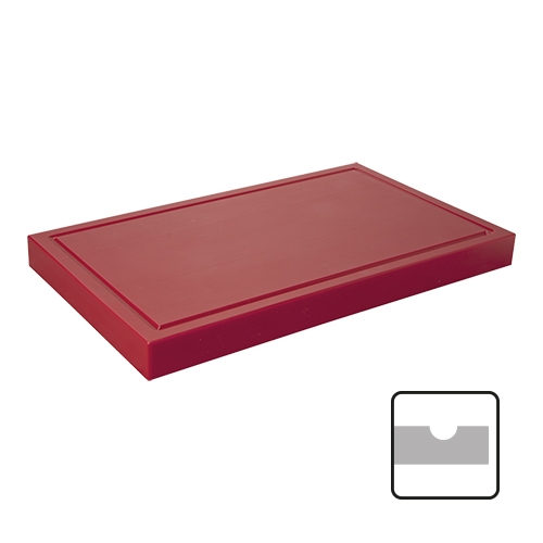 [882292] Snijplank met sapgeul 60x33 cm - H 4,0 cm - rood