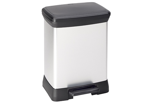 [2164582] Curver decobin pedaalemmer zilver-zwart 30 L - 39 x 29 x H 51 cm