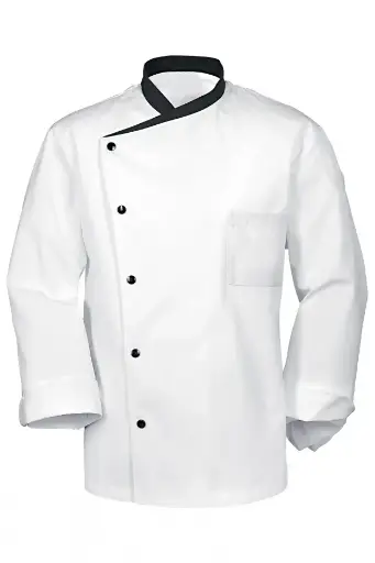 [3615-0244-062] Koksvest unisex met lange mouwen wit en zwart  - 62