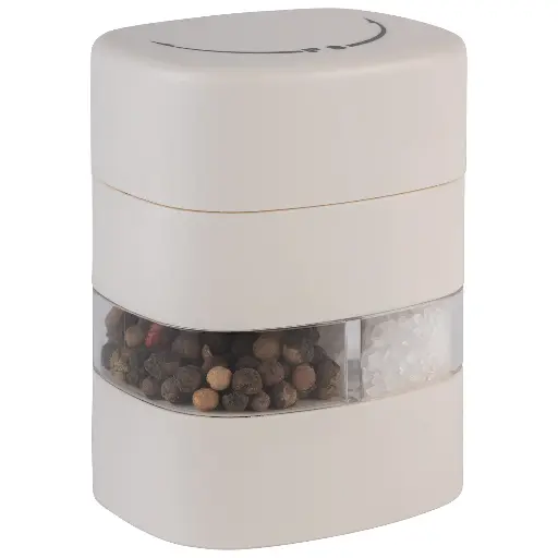 [40561] Zout- en pepermolen 2 in 1 wit - 6x5xH8 cm             