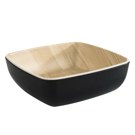 [84937] Kom FRIDA zwart/naturel 12,5 x 12,5 cm x h 4,5 cm     