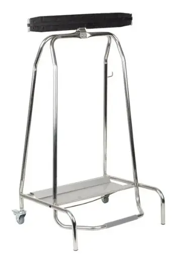 [580] RVS afvalzakhouder QUICKSTEP met 2 zwenkwielen - 59 x 43 cm x h 96 cm          