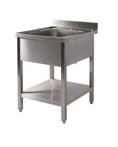[PL/60615+PP/1] RVS 441 Spoeltafel 1 bak met onderblad - L600XD600XH900 mm