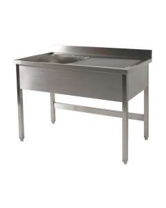 [PL/1215D+PP/0] RVS 441 Spoeltafel 1 bak + 1 afdruip Rechts - L1200XD700XH900 mm