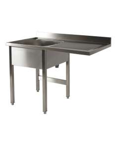 [PL/1416D+P0/LV] RVS 441 Spoeltafel 1 bak + 1 afdruip Rechts + ruimte vaatwasser - L1400XD700XH900 mm