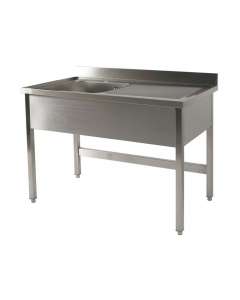 [PL/1416D+PP/0] RVS 441 Spoeltafel 1 bak + 1 afdruip Rechts - L1400XD700XH900 mm