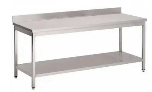 [TT/1371+BAF] RVS 441 Werktafel met 1 onderblad en opkant - L1300XD700XH900 mm
