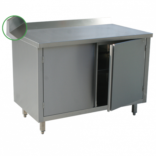 [TFB/087_BAF] RVS 441 Werktafelkast met draaideuren met opkant - L800XD700XH900 mm