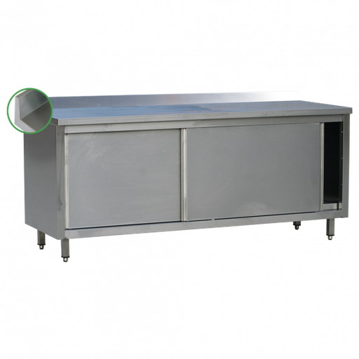 [TF/147_BAF] RVS 441 Werktafelkast met schuifdeur en opkant - L1400XD700XH900 mm