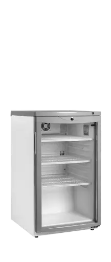 [BC145 W/FAN] Kleine flessenkoeler wit- gebogen glas -B503xD567xH850mm