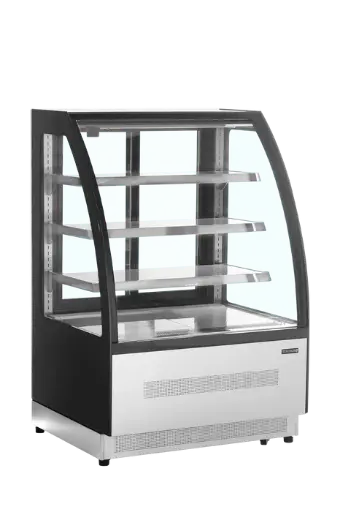 [LPD900C/BLACK] Koelvitrine tafelmodel zwart - gebogen glas B 905 x D 745 x H 1360 mm