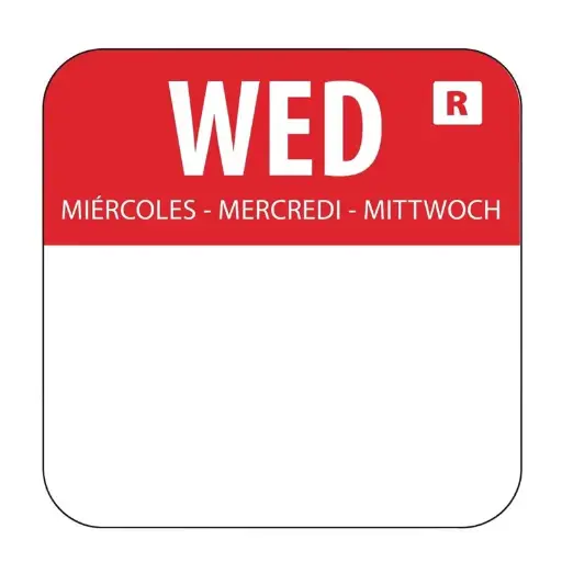 [L933] Voedseletiket woensdag 2,4x2,4cm - rood - verwijderbaar -1000 stuks   