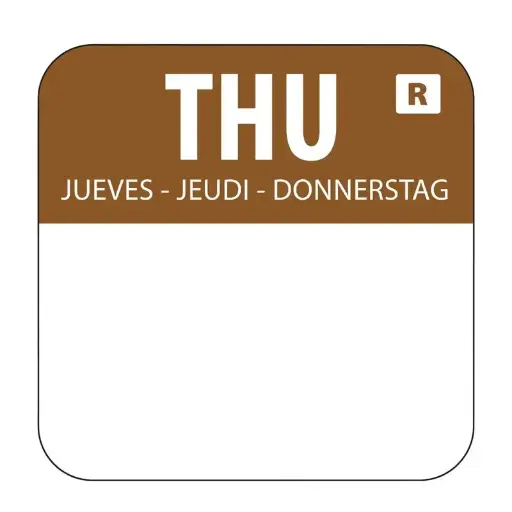[L934] Voedseletiket donderdag 2,4x2,4cm - bruin - verwijderbaar -1000 stuks   