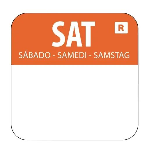 [L936] Voedseletiket zaterdag 2,4x2,4cm - oranje - verwijderbaar -1000 stuks   