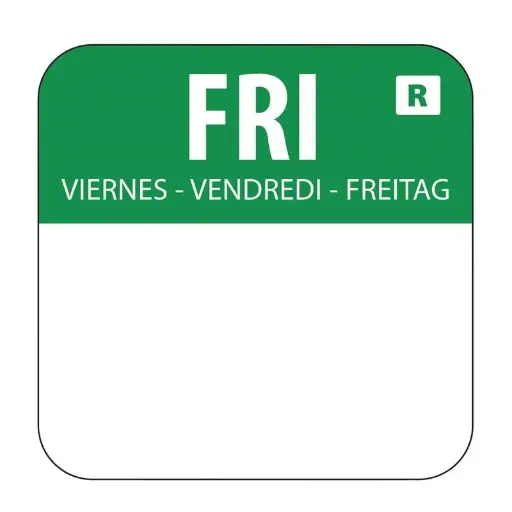 [L935] Voedseletiket vrijdag 2,4x2,4cm - groen - verwijderbaar -1000 stuks  