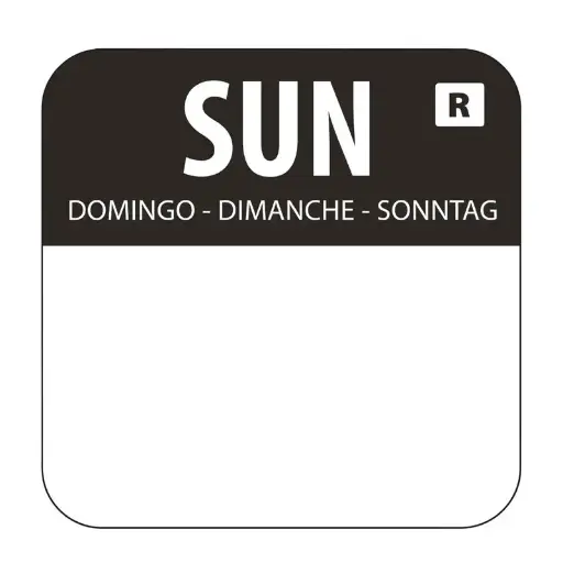 [L930] Voedseletiket zondag 2,4x2,4cm - zwart - verwijderbaar -1000 stuks  